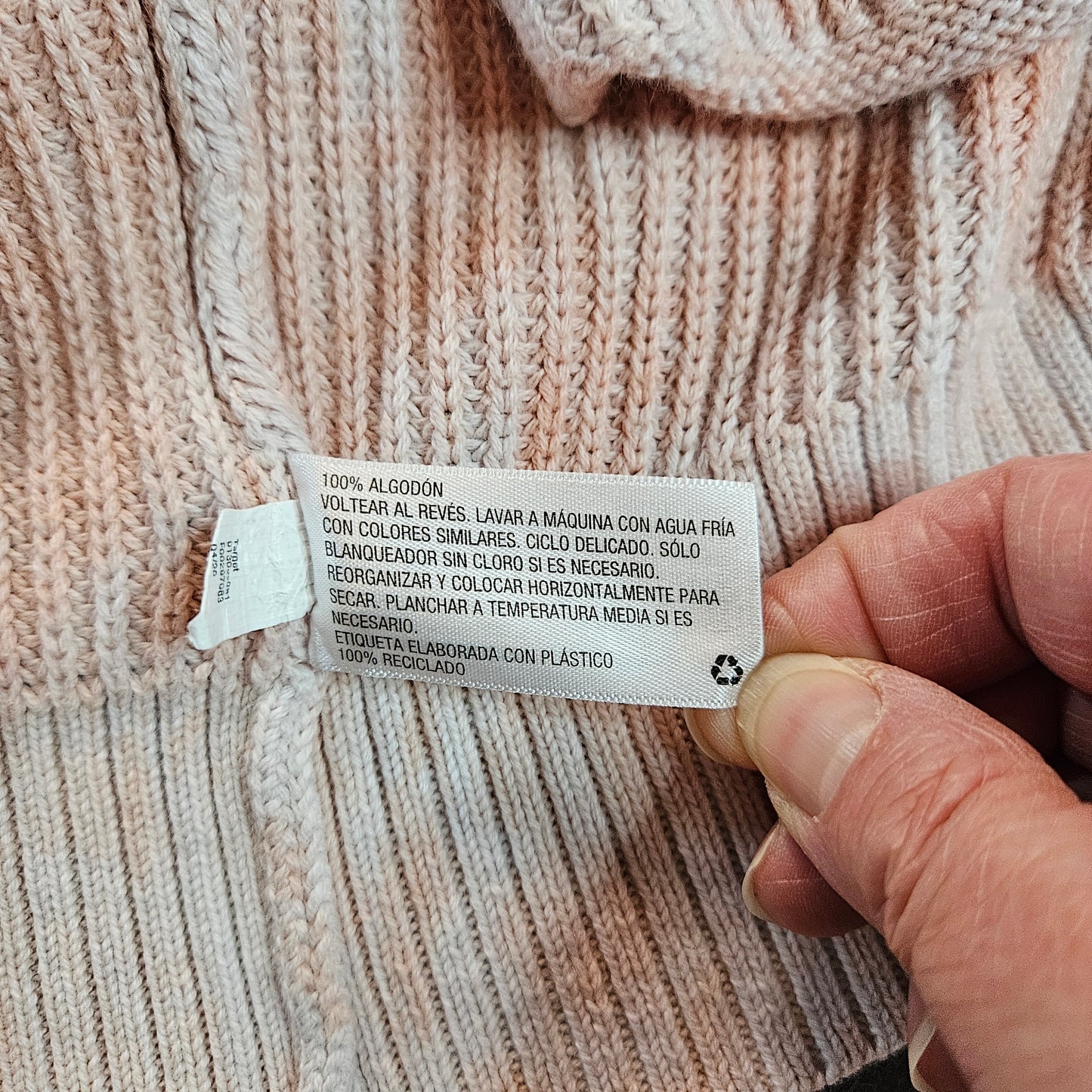 Universal Threads long-sleeve cardigan with front pockets, 100% cotton, marbled peach, S