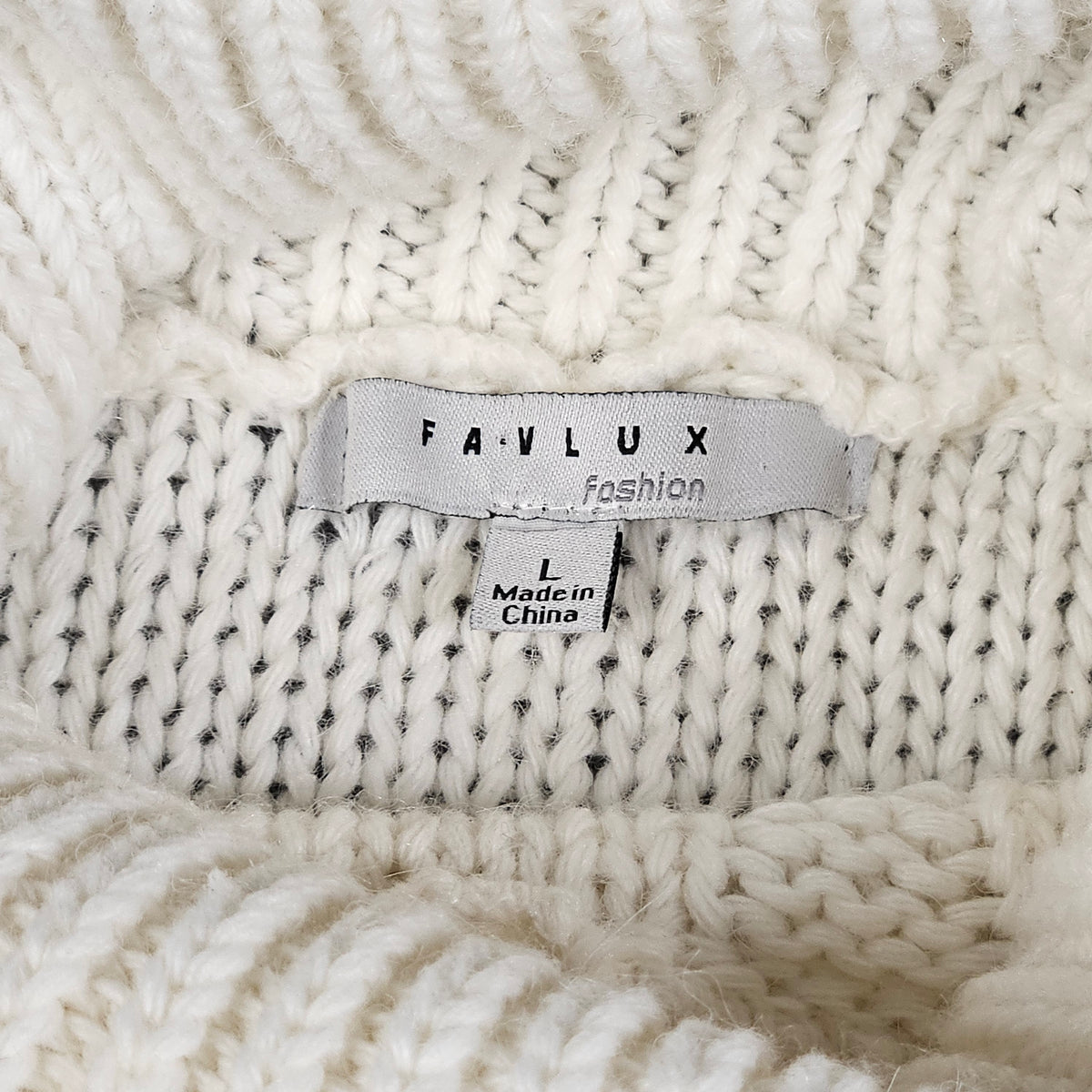 Favlux cowl neck chunky long-sleeve women's sweater, large, ivory