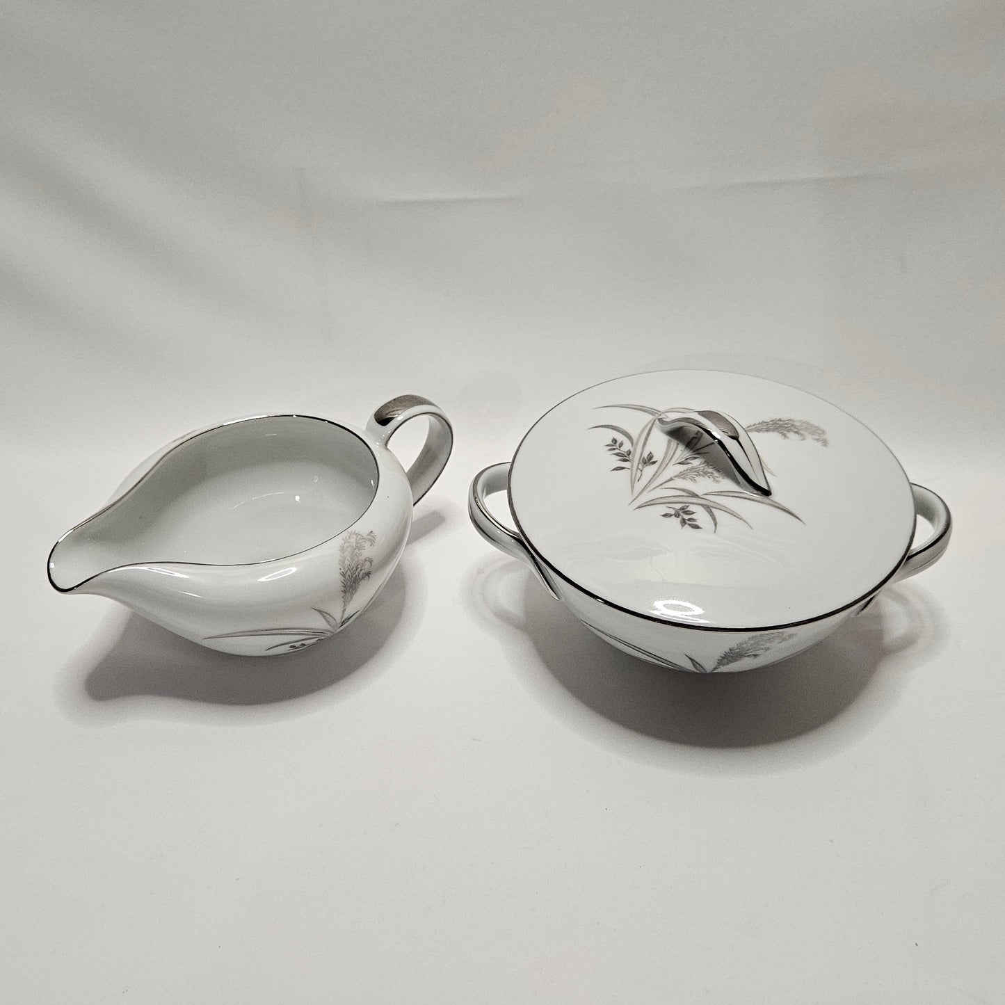 Wentworth China Silver Wheat sugar bowl and cream pitcher set