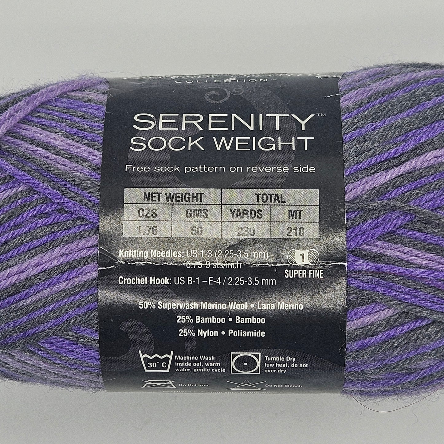 Deborah Norville Serenity Sock Weight Yarn Amethyst, Merino Wool, Bamboo & Nylon