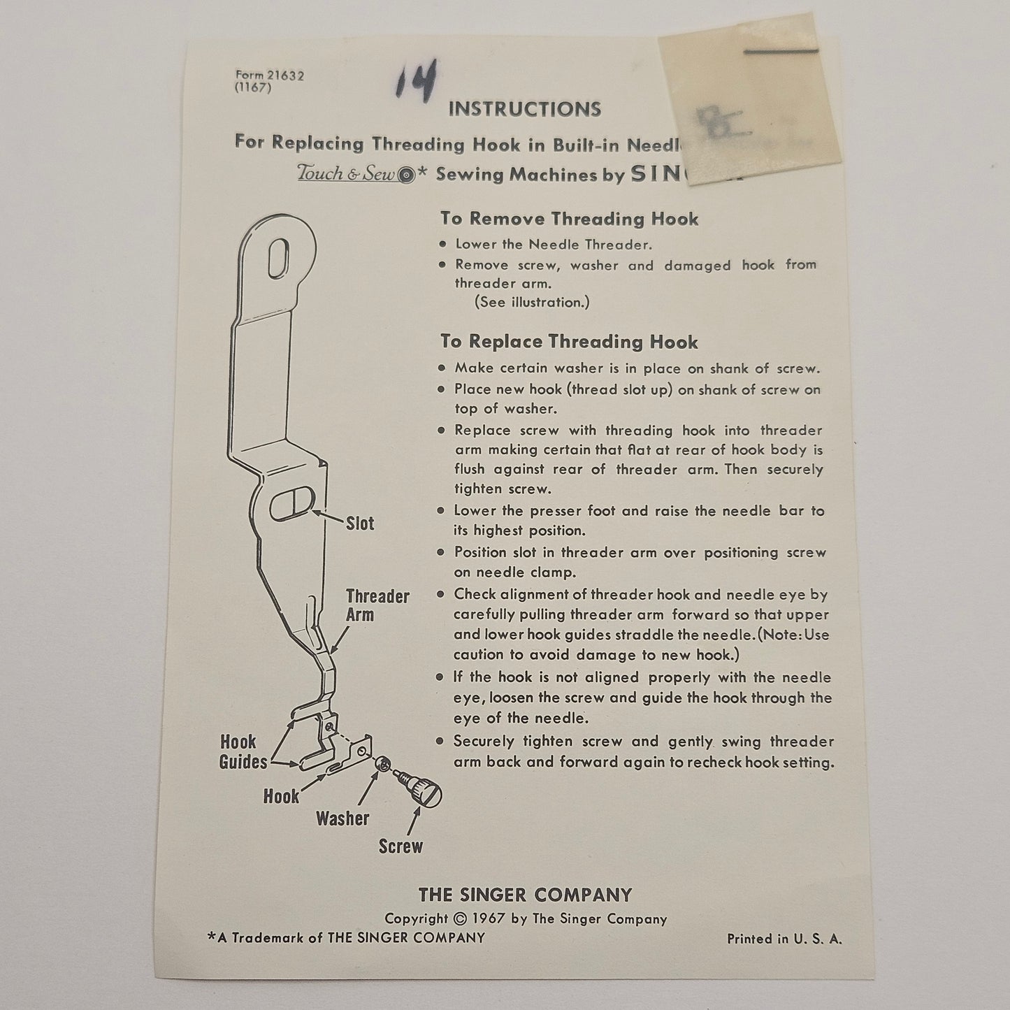 Vintage Singer Professional Buttonholer #161829 for Slant Needle Zig Zag Machine