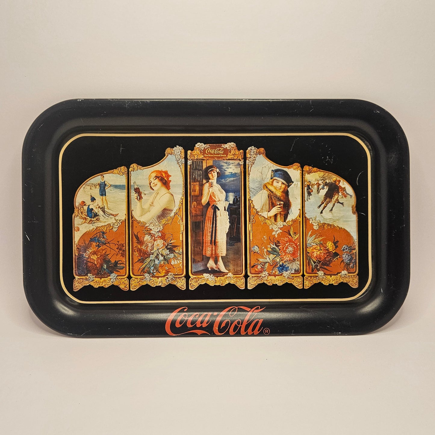 Coca Cola Tin Tray 9 x 14 Four Seasons 1923 Soda Advertisement Repro 1990