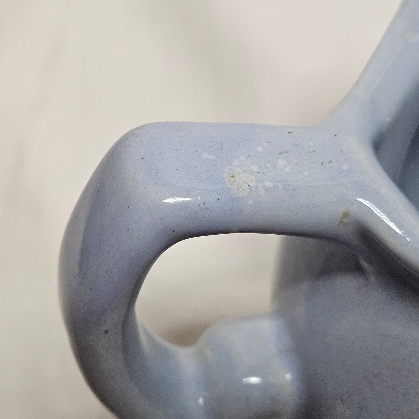 Vintage Niloak Pottery small light blue pitcher with hand-painted grape clusters
