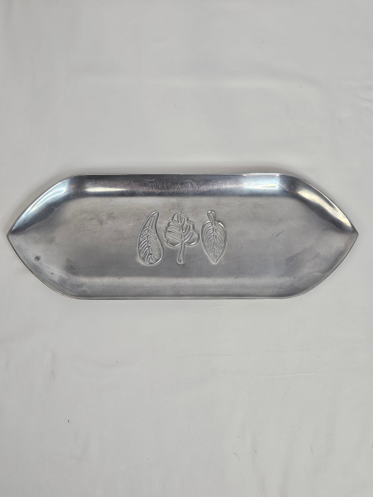 Vintage PartyLite Polished Aluminum Pillar Candle Holder Oval Tray