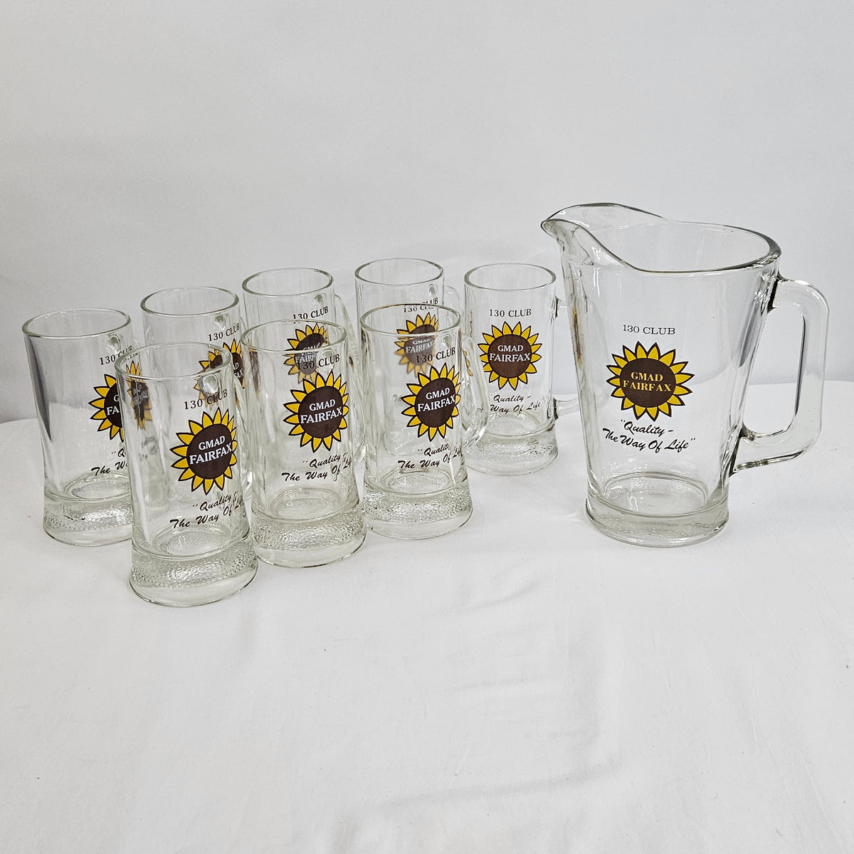 Vintage GMAD Fairfax 130 Club, 8 beer mugs and one pitcher