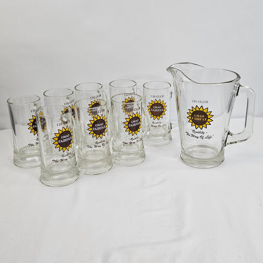 Vintage GMAD Fairfax 130 Club, 8 beer mugs and one pitcher