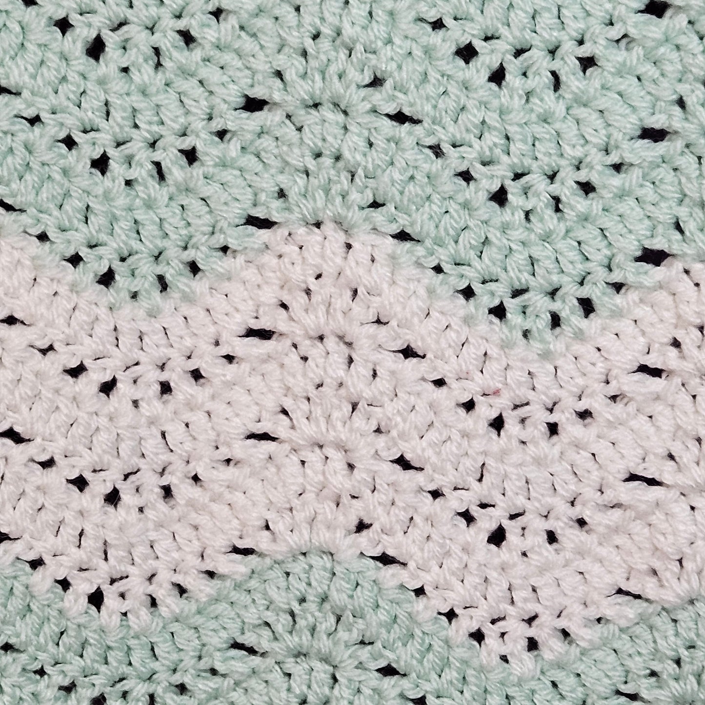 30" x 40" pastel green crochet blanket