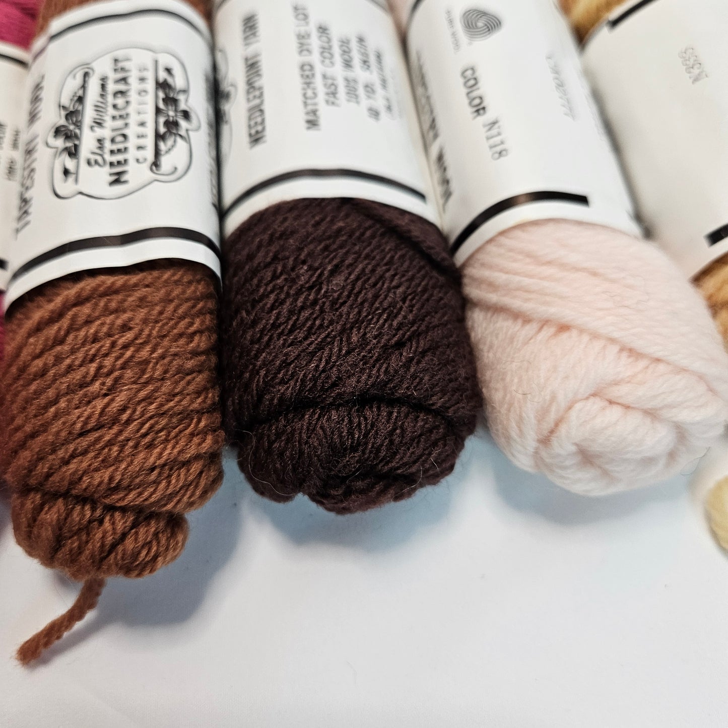 Vintage Tapestry Wool Yarn, Elsa Williams Needlecraft Collections, lot of 8 skeins