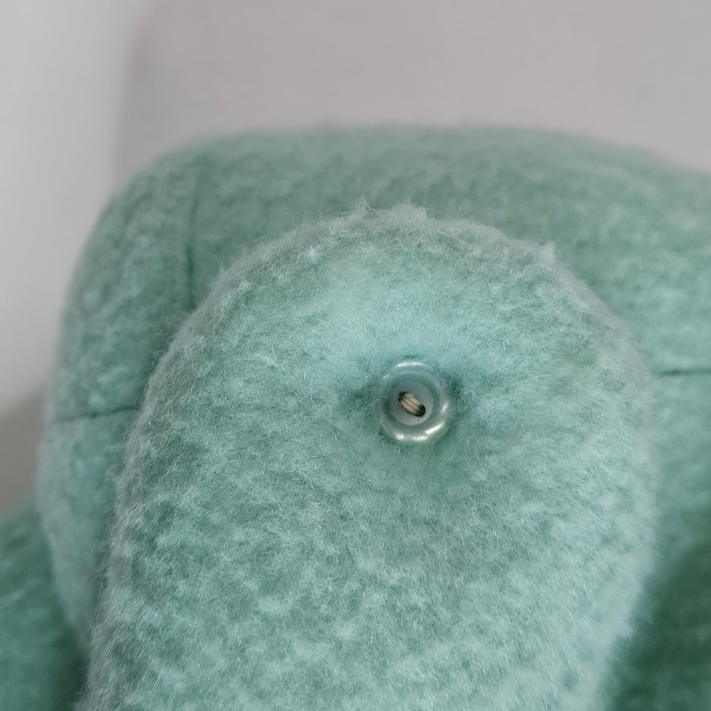 Handmade Vintage Jointed Teddy Bear, Light Blue Green color with lace collar