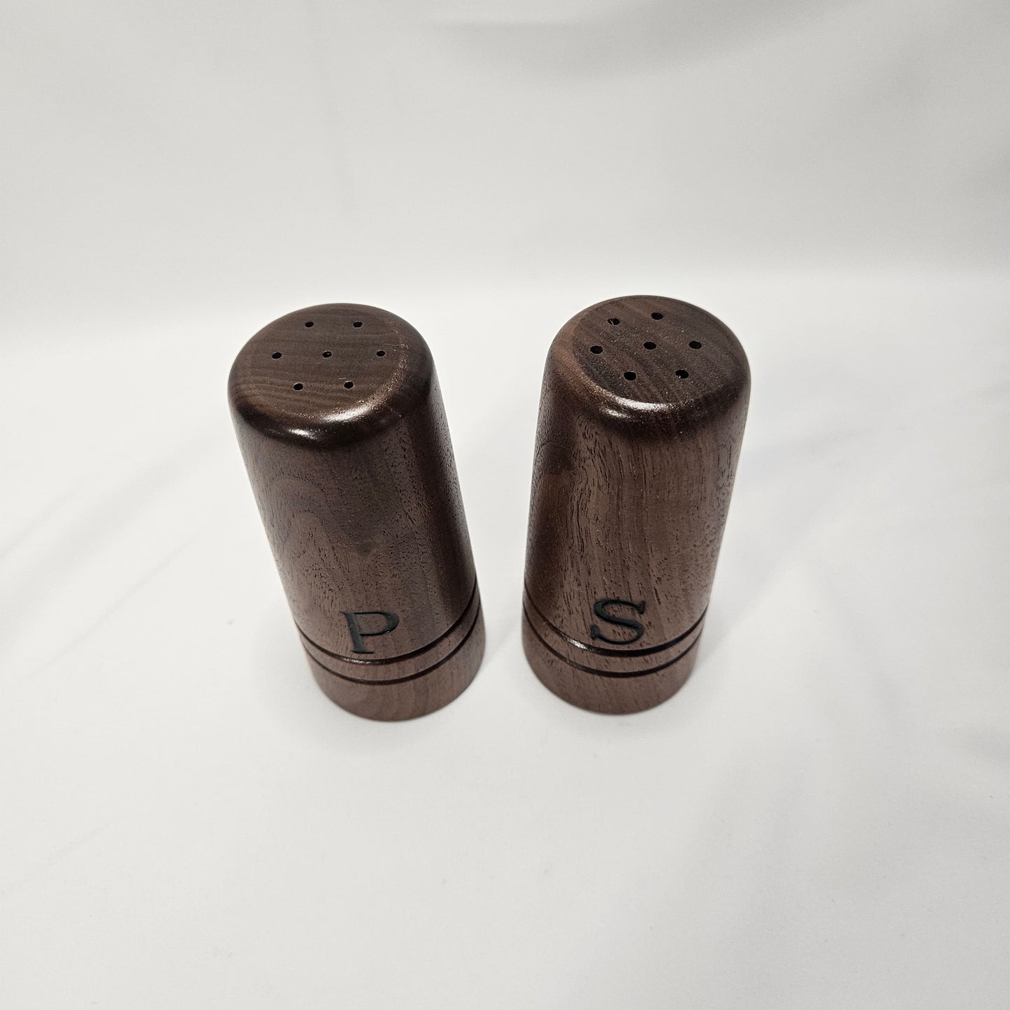 Vintage walnut salt and pepper shakers, NOS, never used