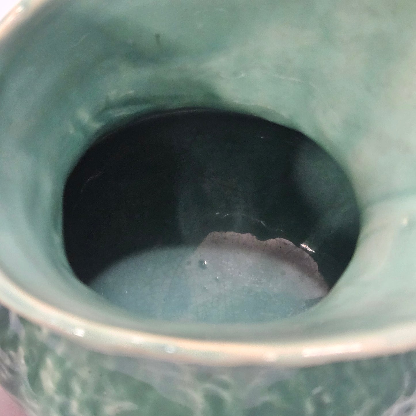 Vintage Pitcher by Worcester, blue green pottery, 9 x 7 x 6