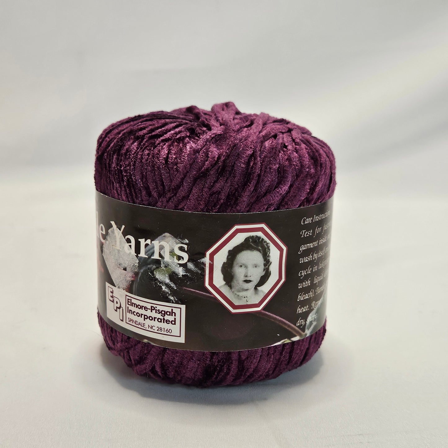 Honeysuckle Yarns, Dark Plum Rayon Chenile yarn, 88 yards, EPI