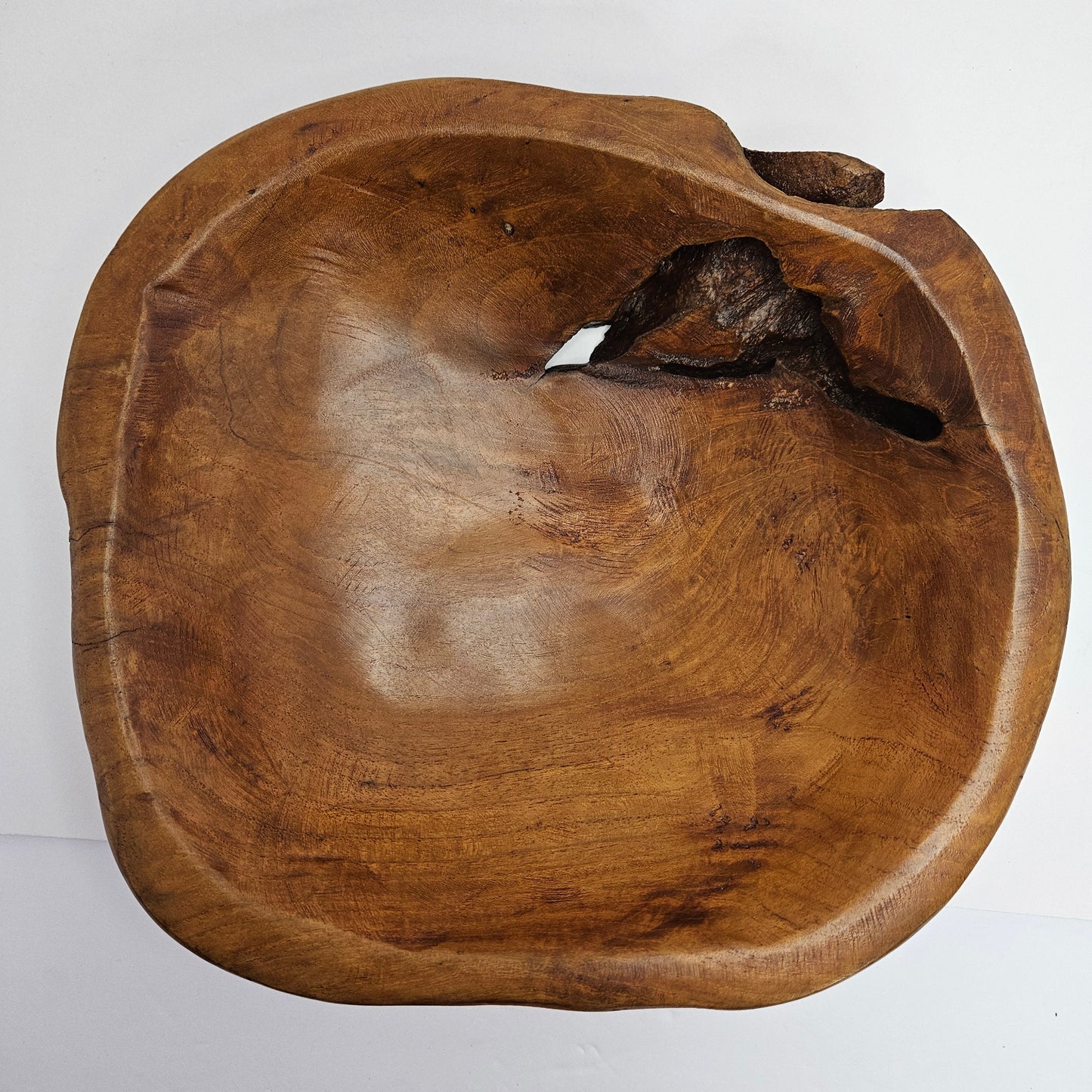 Vintage British Gardens teak decorative bowl, 10 x 11 x 3 inch