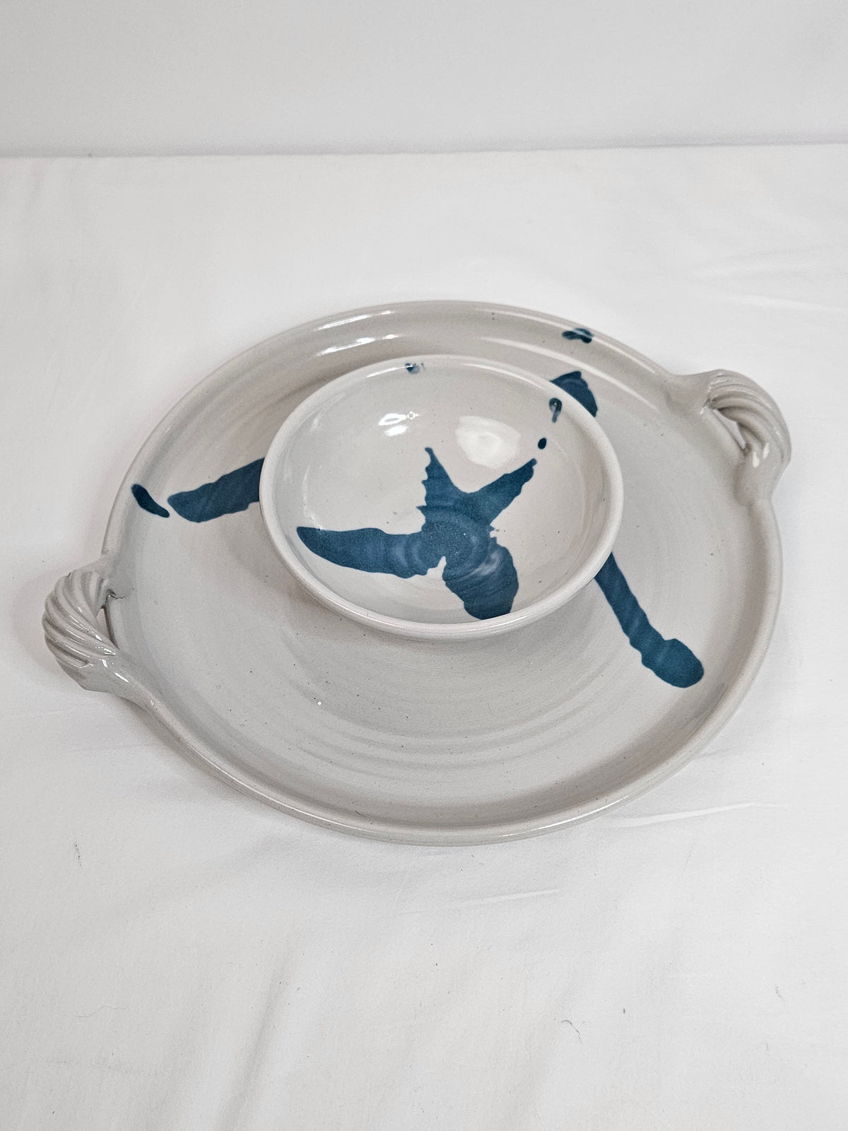 Studio pottery Serving Tray with Bowl, signed