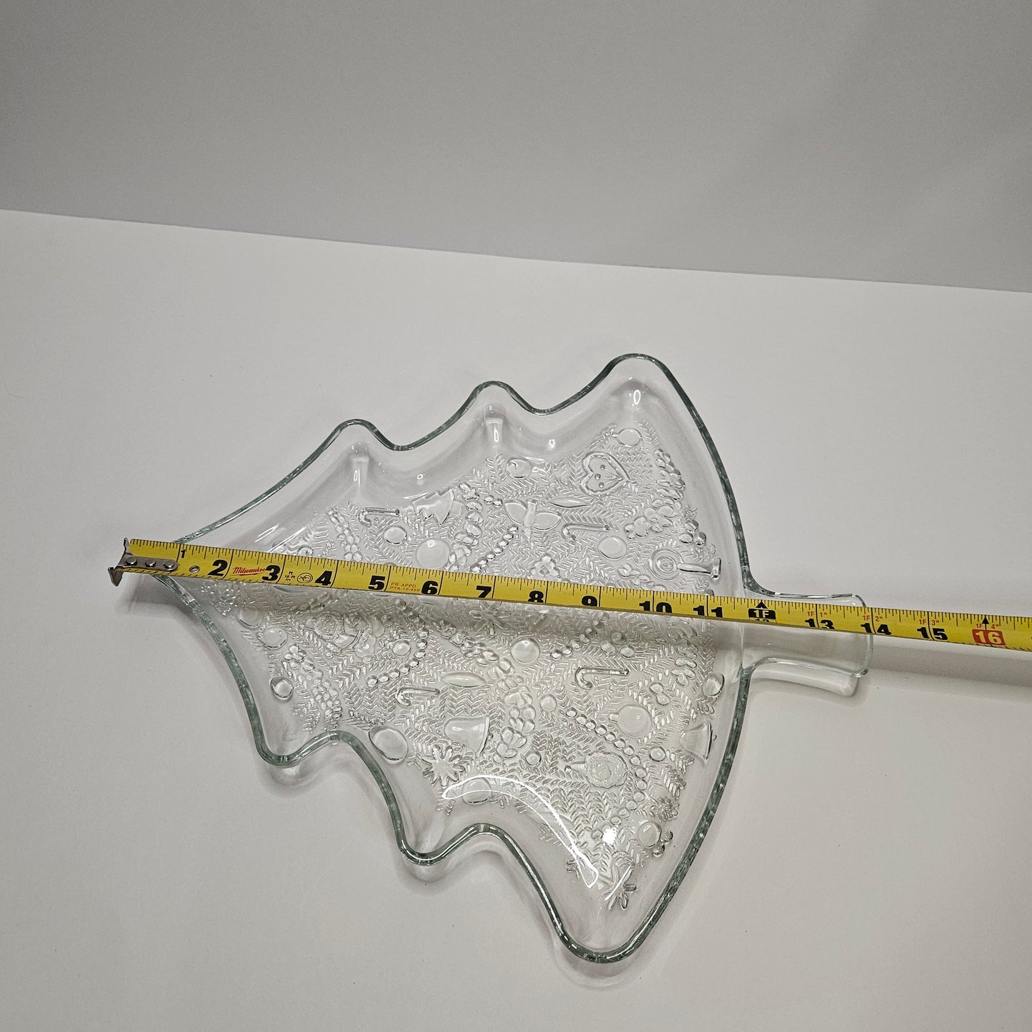 Vintage Indiana Glass Christmas Tree Glass Serving Tray, 12"