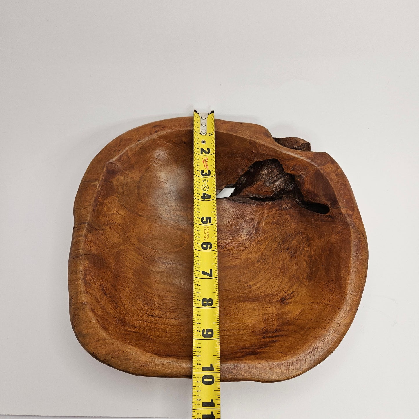 Vintage British Gardens teak decorative bowl, 10 x 11 x 3 inch