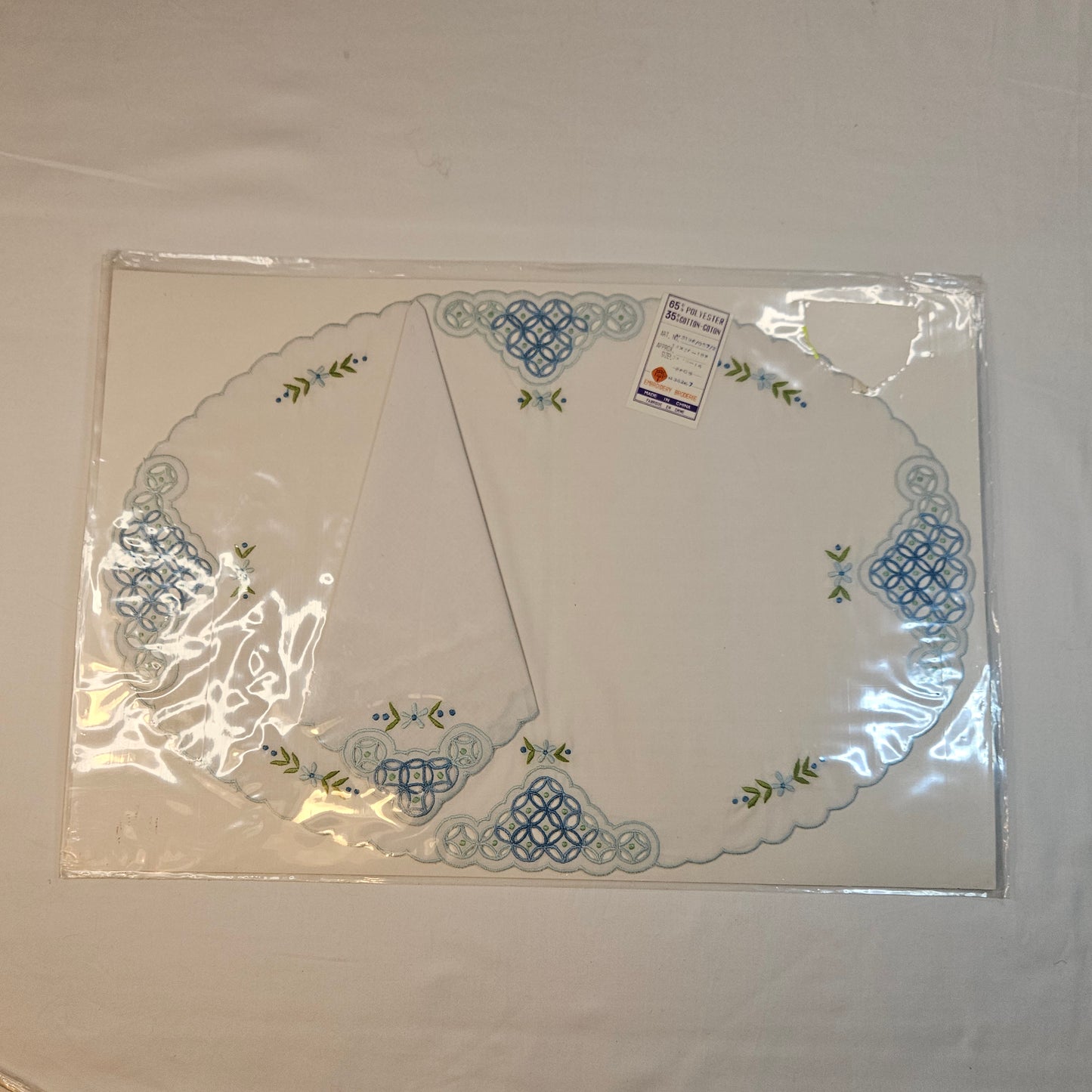 Vintage embroidered placemats and napkins, set of 8, never used