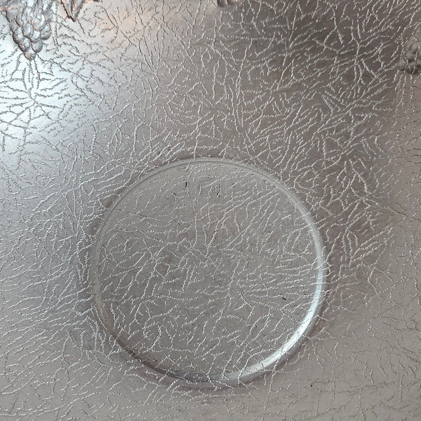 Vintage West Bend 14" aluminum serving bowl with grape cluster and leaf design