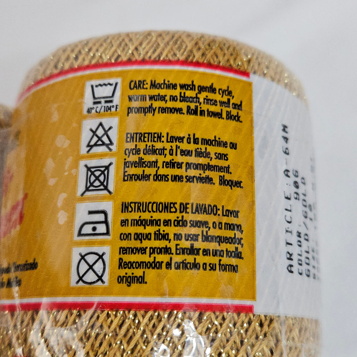 Gold Knit-Cro-Sheen metallic thread, JP Coats, size 10