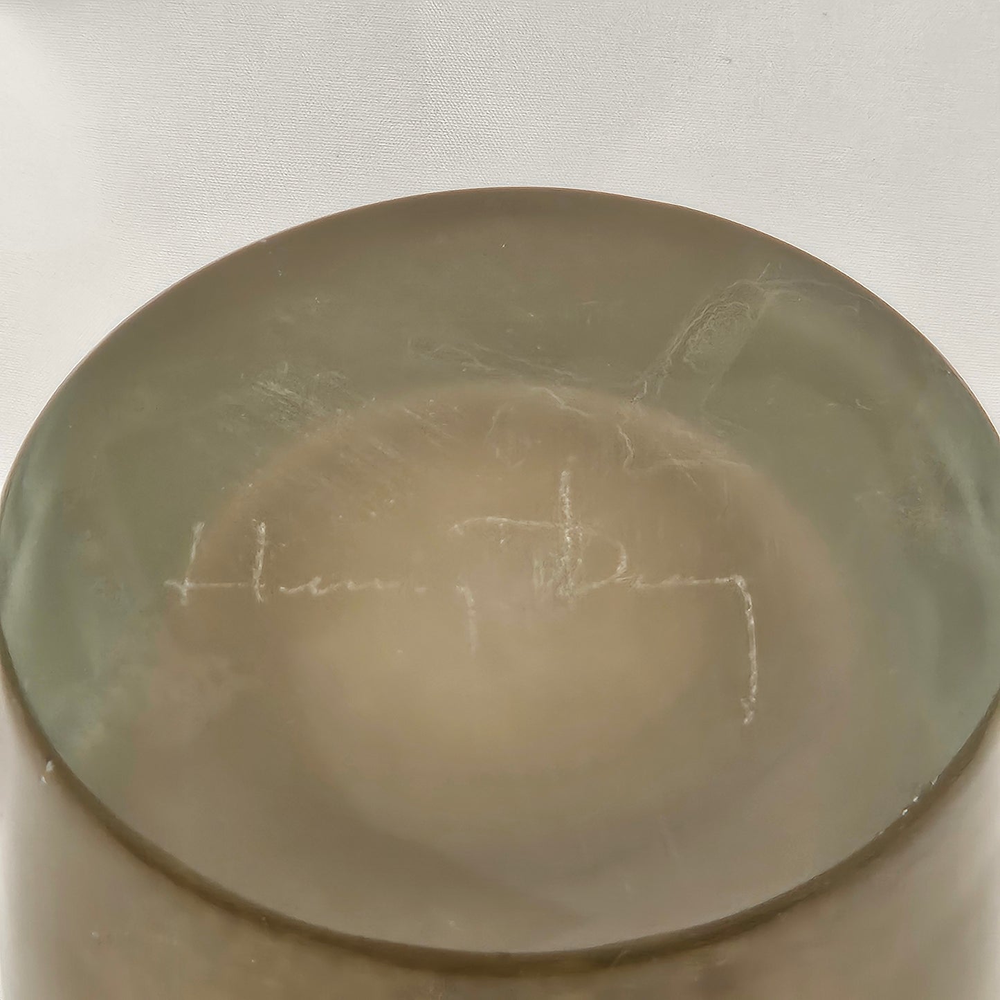 Henry Dean art glass votive holder, brown