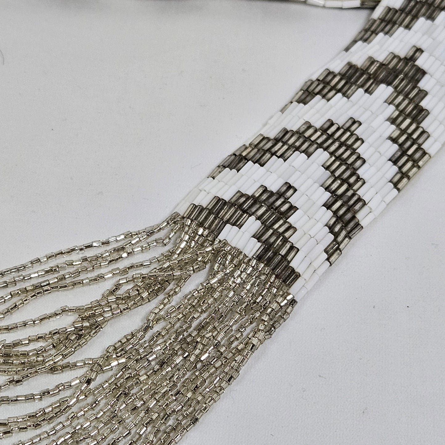 Beaded Waterfall necklace in chevron pattern