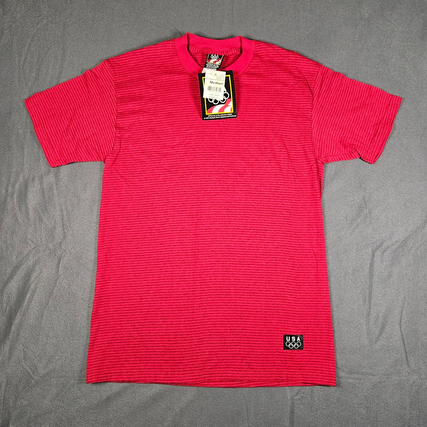 JC Penney vintage red striped Olympic t-shirt, Medium, NWT