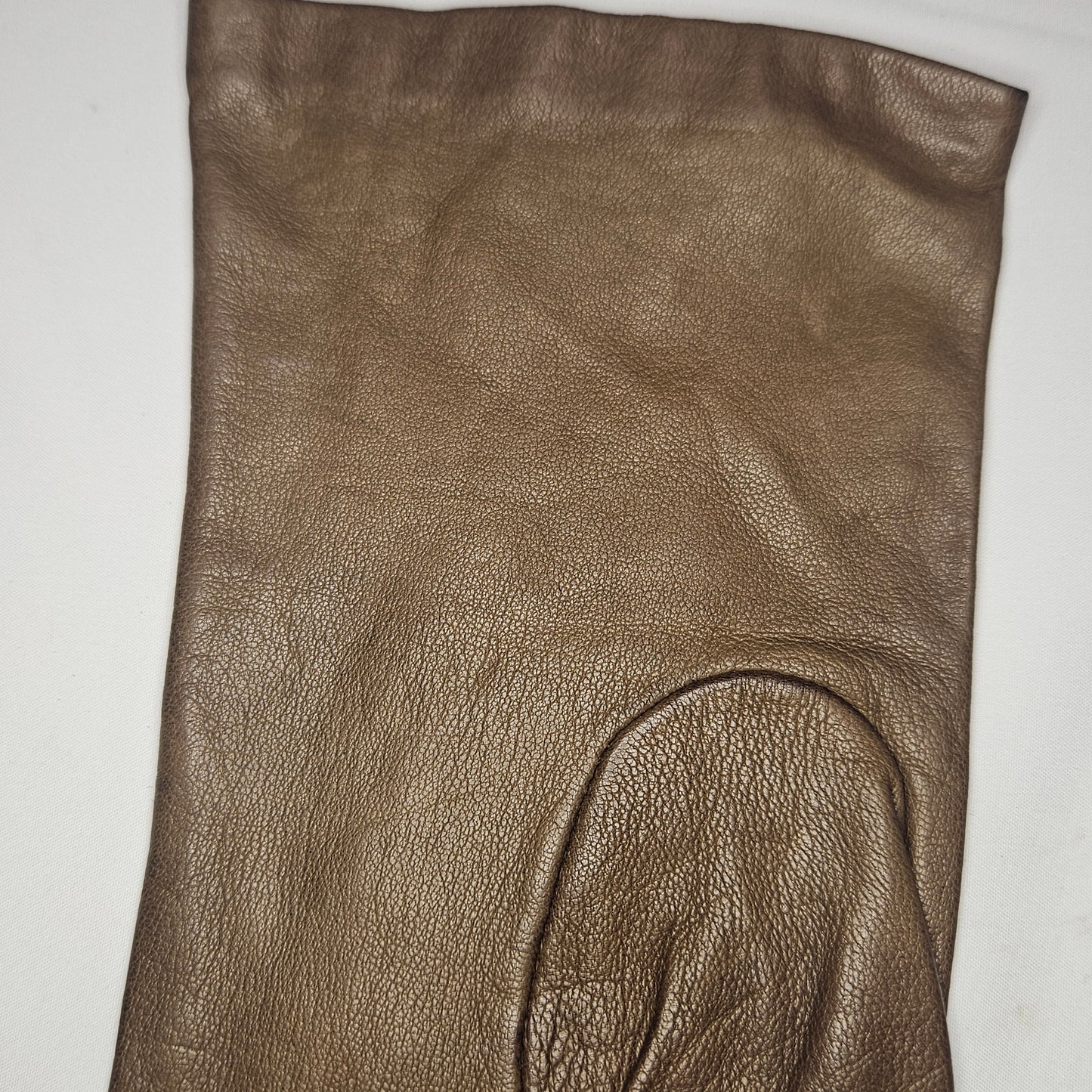 Vintage women's brown leather gloves by Grandoe, size 6.5, silk lined