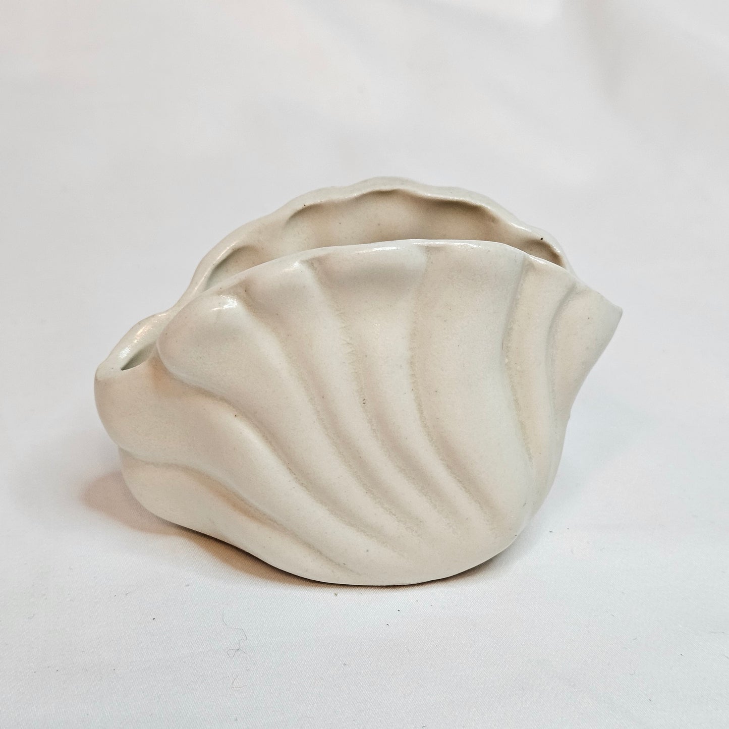 Vintage Niloak Pottery shell vase, ivory