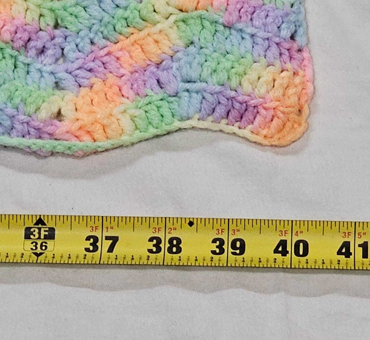 48" x 40" pastel crocheted blanket