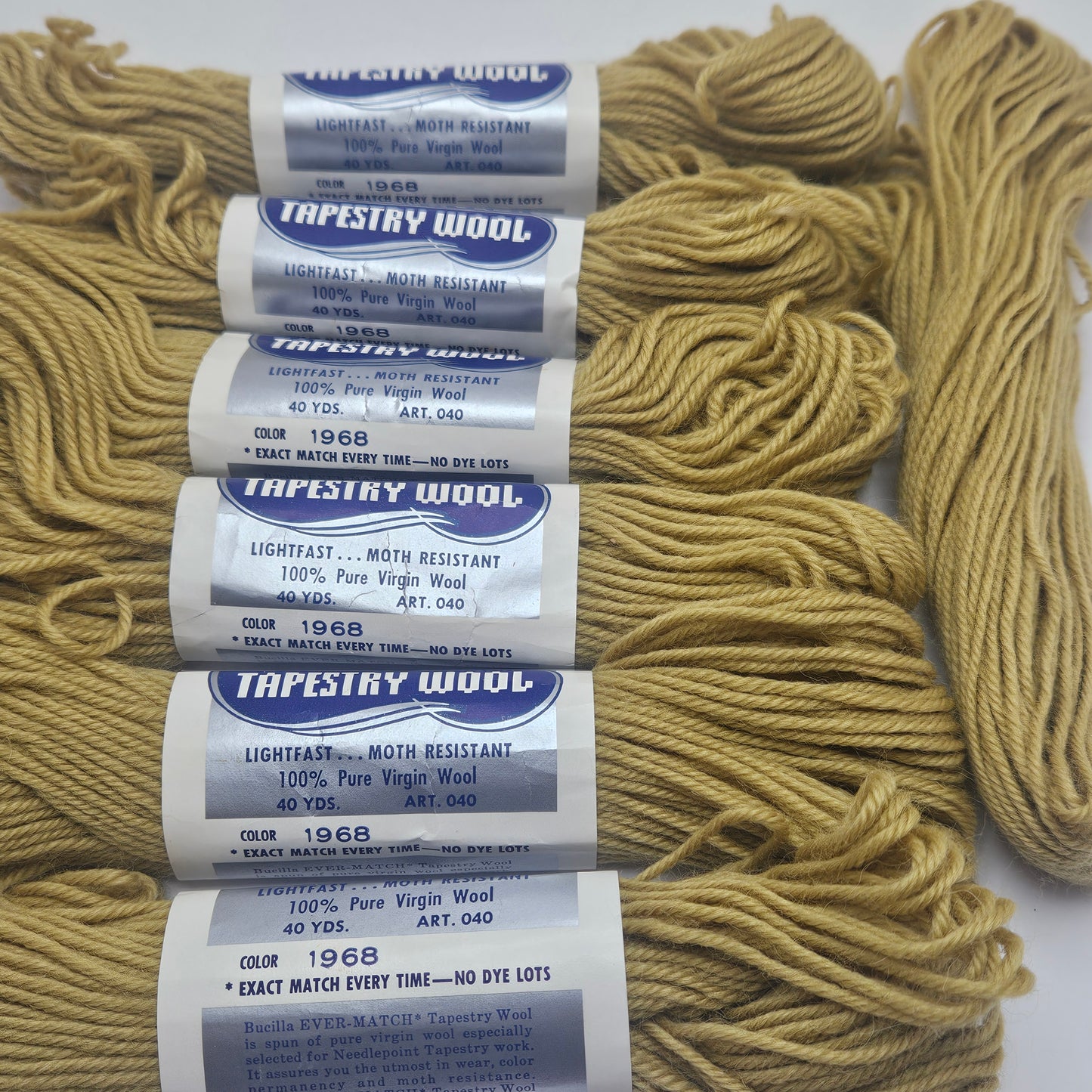 Bucilla Tapestry Wool 7 Skeins 40 Yards Each Color 1968