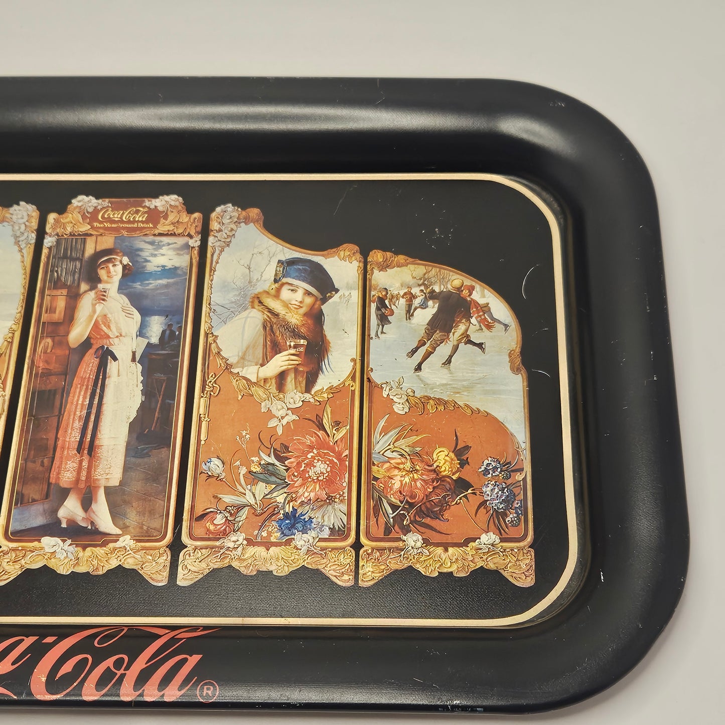 Coca Cola Tin Tray 9 x 14 Four Seasons 1923 Soda Advertisement Repro 1990