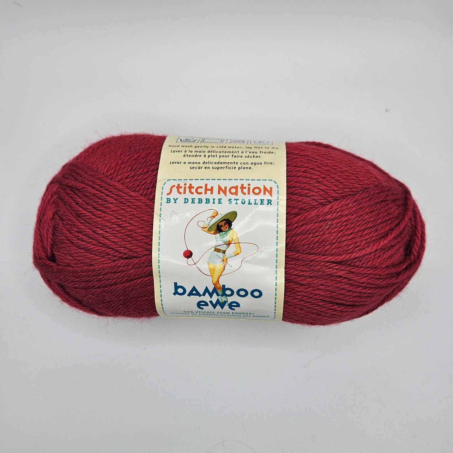 Red Heart Stitch Nation Bamboo Ewe yarn, 55% viscose 45% wool