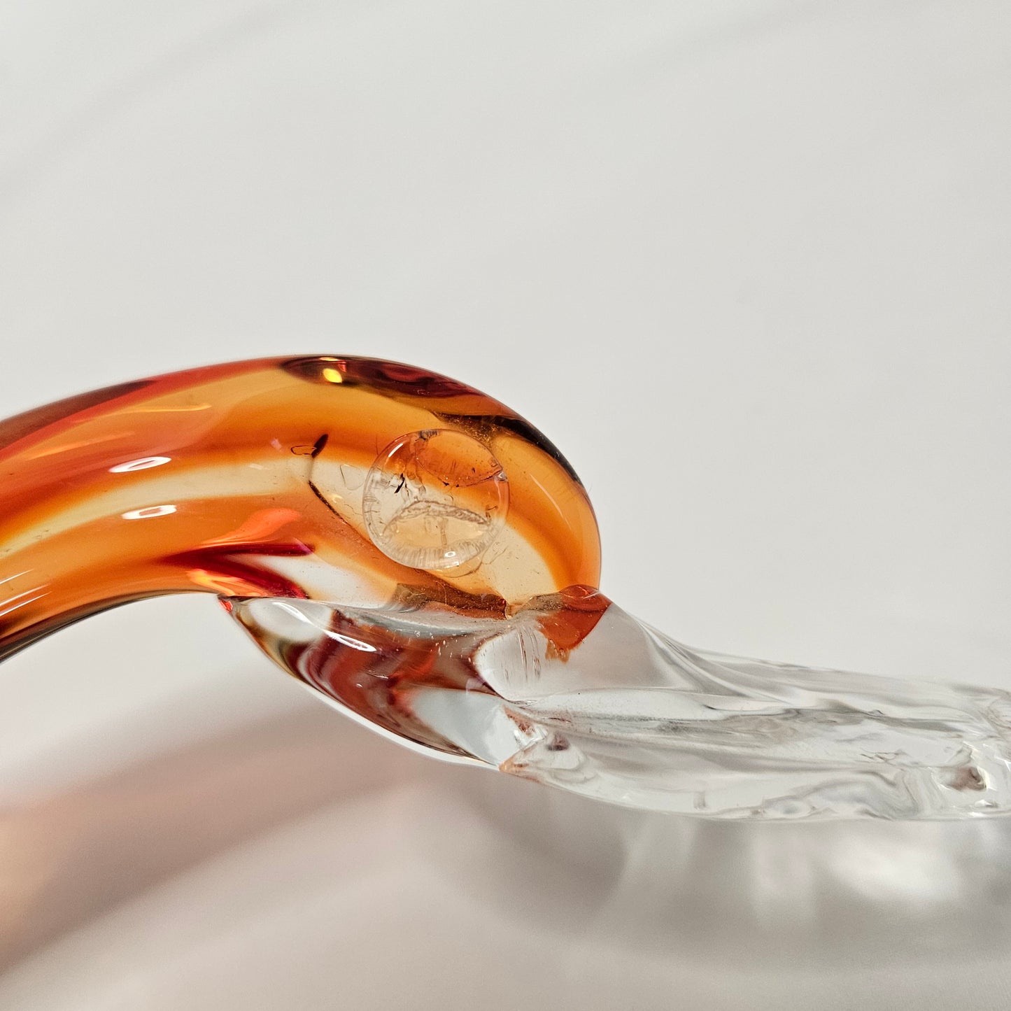 Vintage Murano style blown glass decorative duck, 13" x 8" x 4"