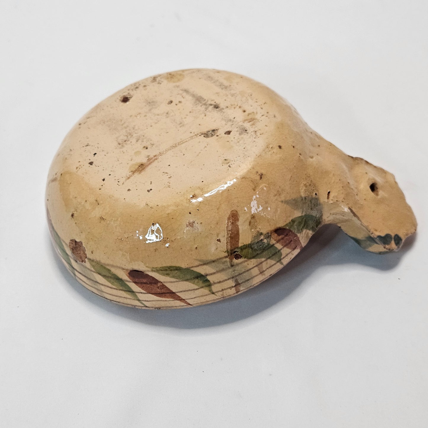 Vintage Mexican primitive clay bowl with handle