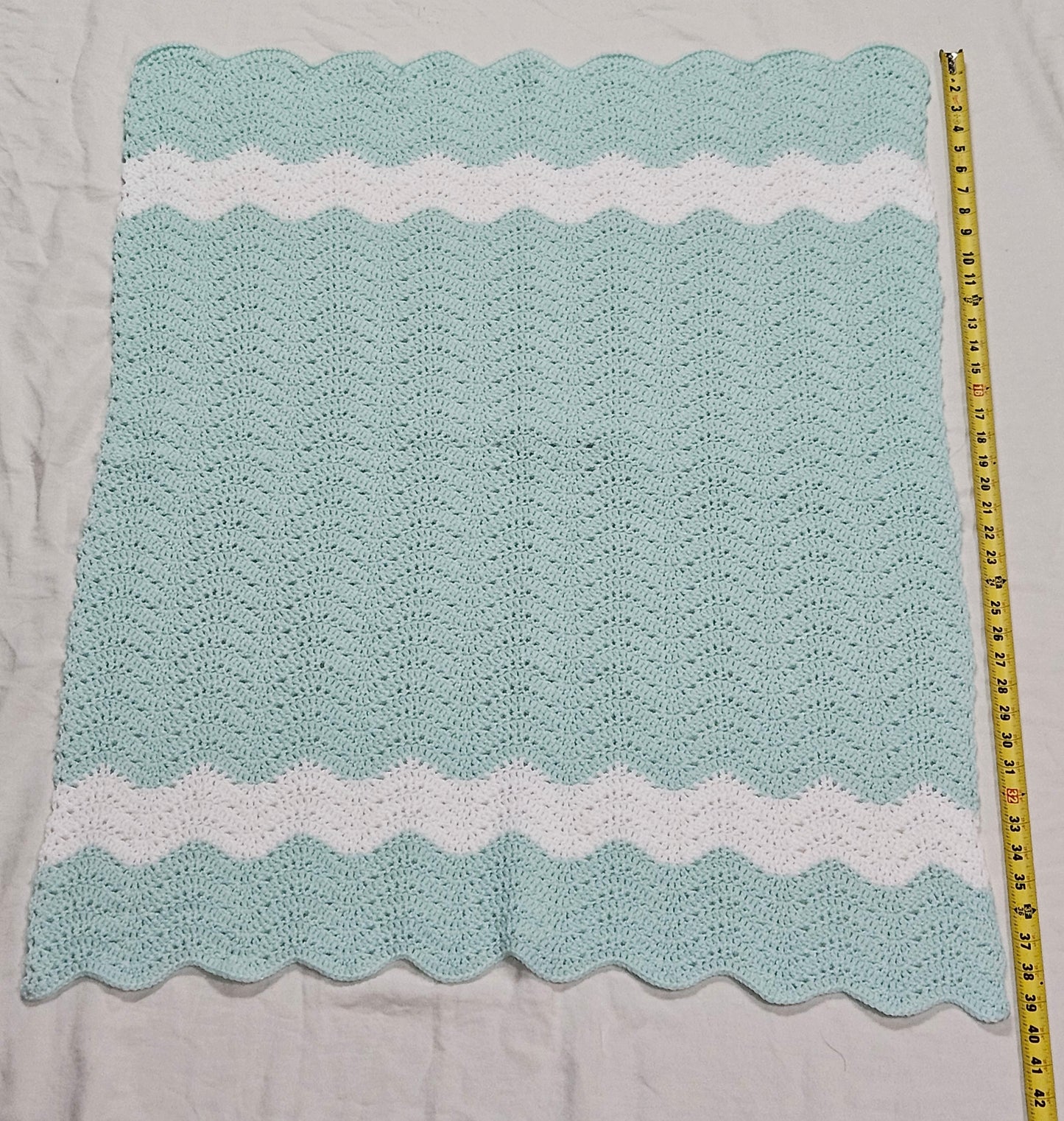 30" x 40" pastel green crochet blanket