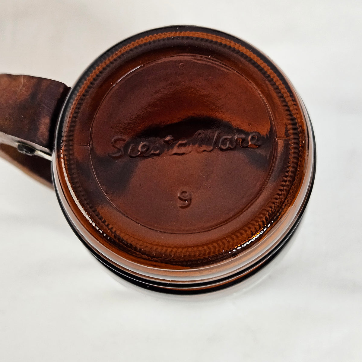 Vintage SiestaWare brown glass mugs, wooden handles, mix and match