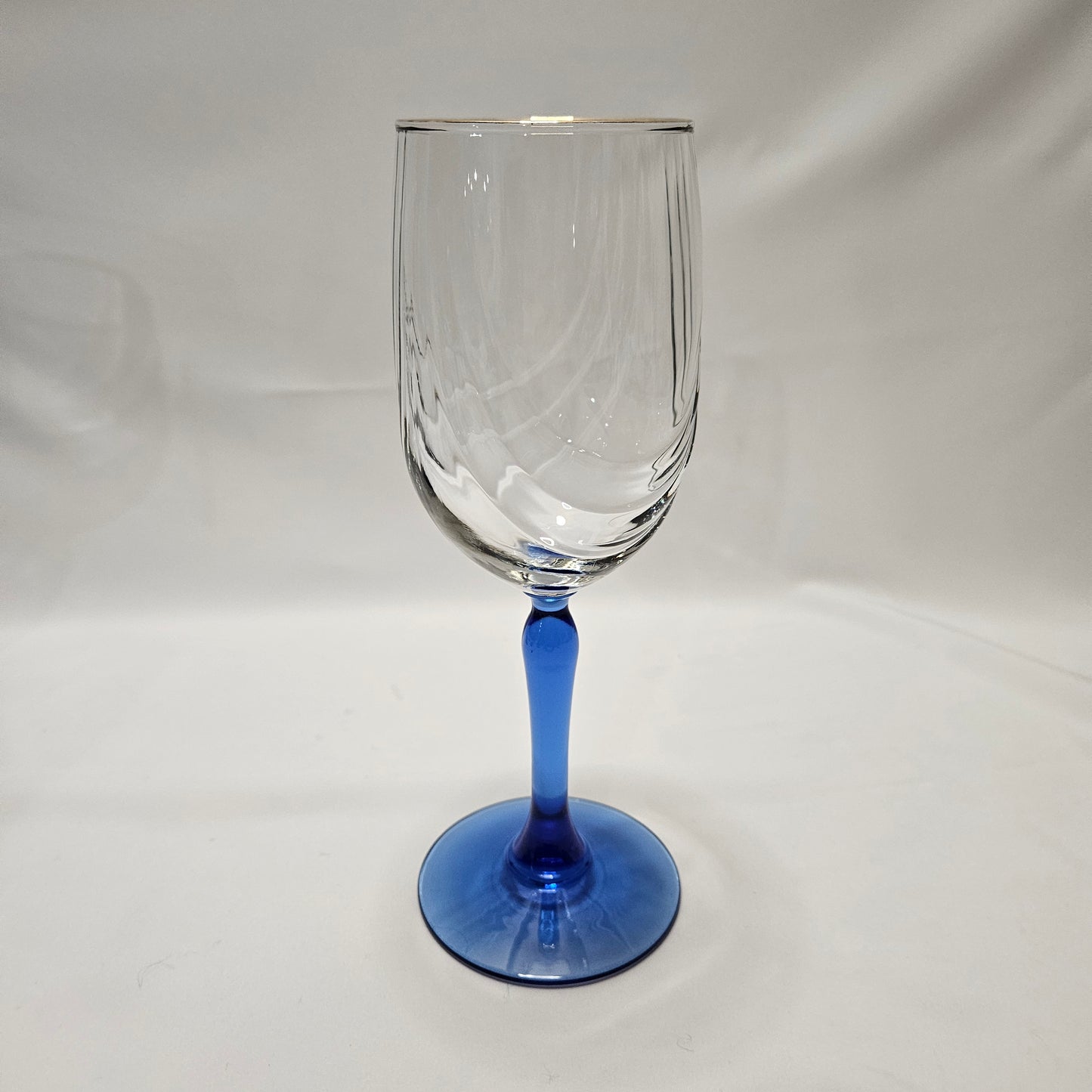 Lenox Gold Rim Cobalt Blue Stem Wine Glasses, 8" tall, Set of 7