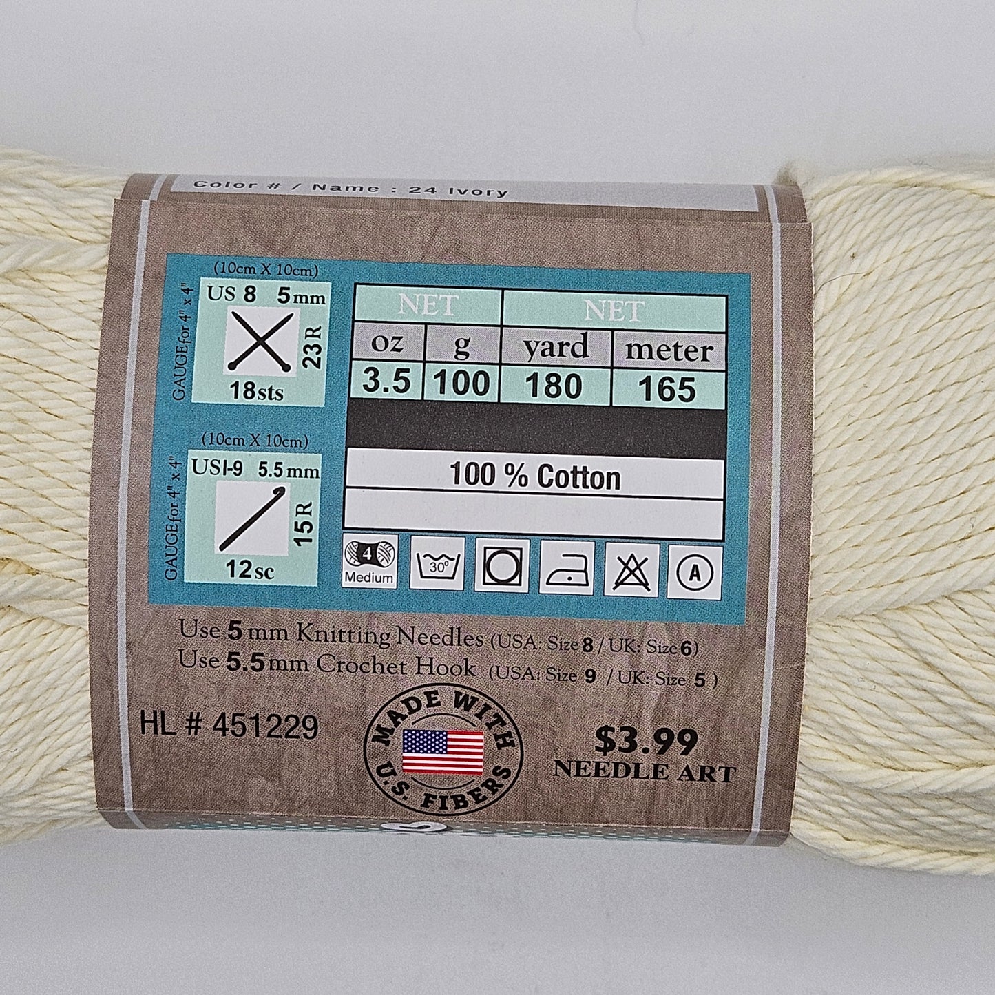 I Love This Cotton Medium Yarn for Crocheting & Knitting Soft Yarn Skein 180 Yds