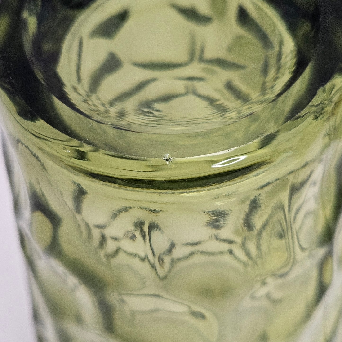 Indiana Glass Kings Crown Thumbprint Green Vintage Drinking Glasses Set of 4