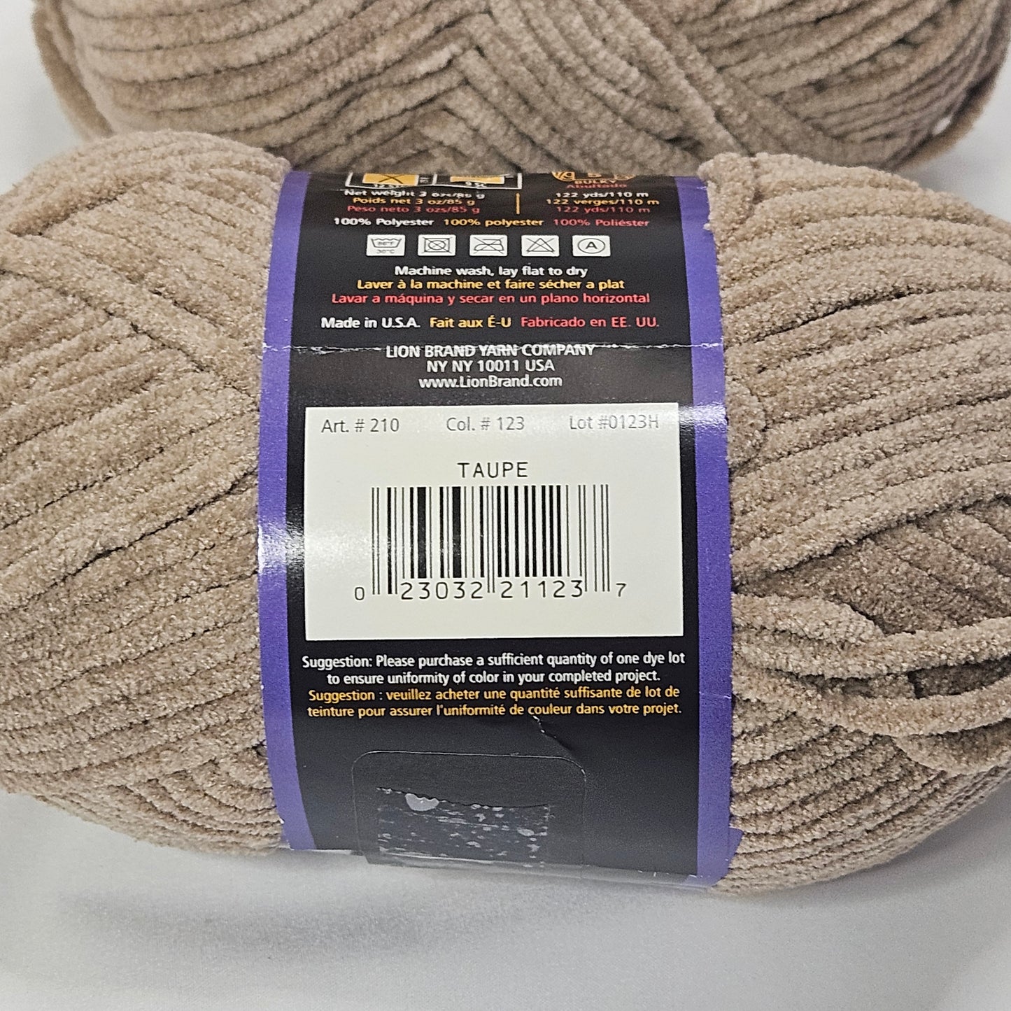 Lion Brand Lion Suede polyester yarn, various colors