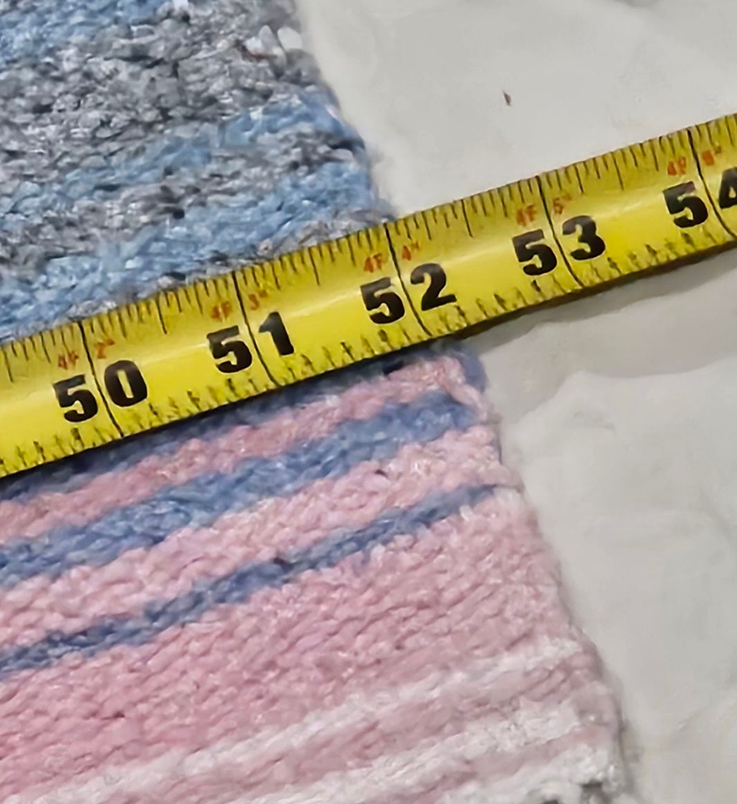 Pink and blue pastel heavy woven Mexican blanket 70" x 52"