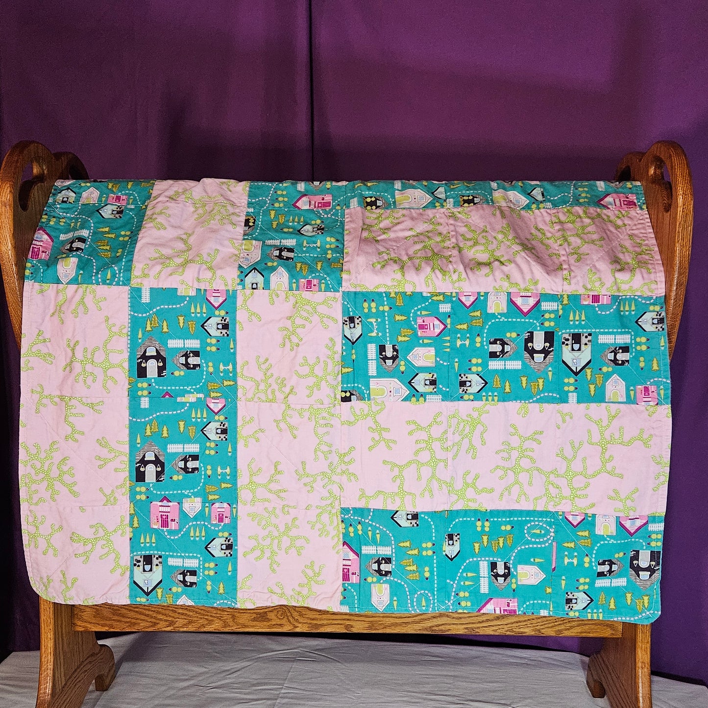 Quilted baby blanket 31 x 31