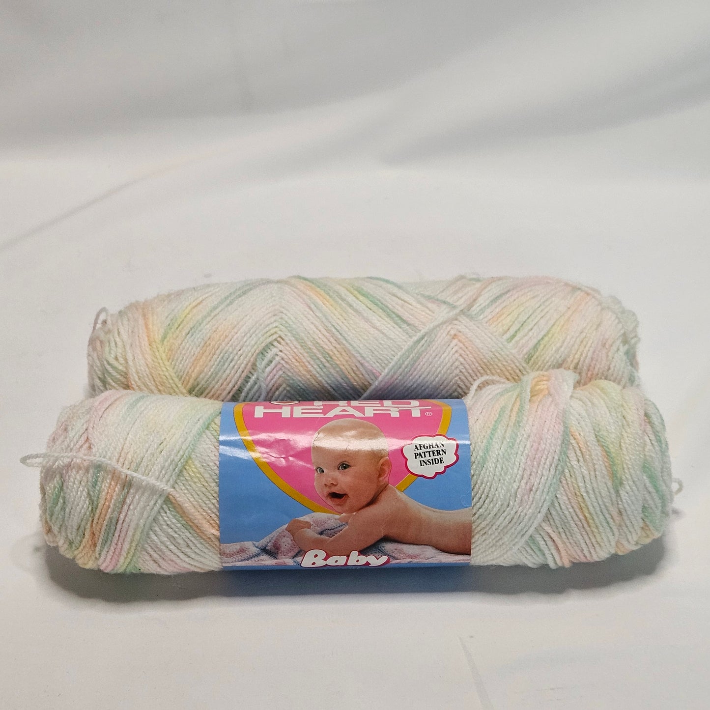 Vintage Red Heart Baby Acrylic yarn, 2 skeins, Lollipop Print
