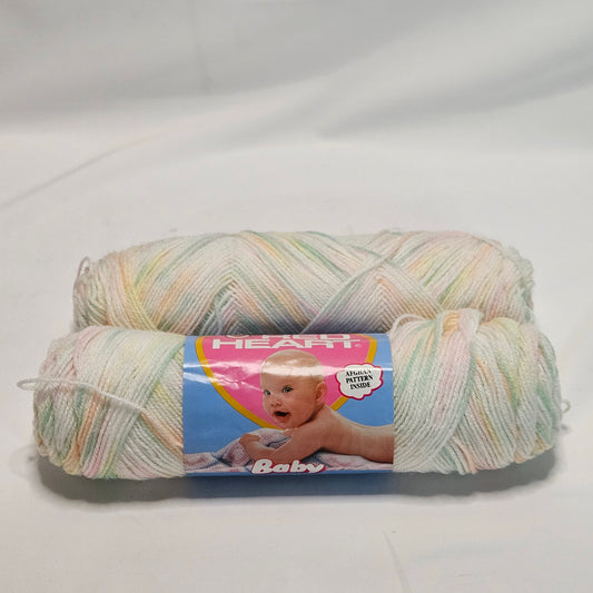 Vintage Red Heart Baby Acrylic yarn, 2 skeins, Lollipop Print