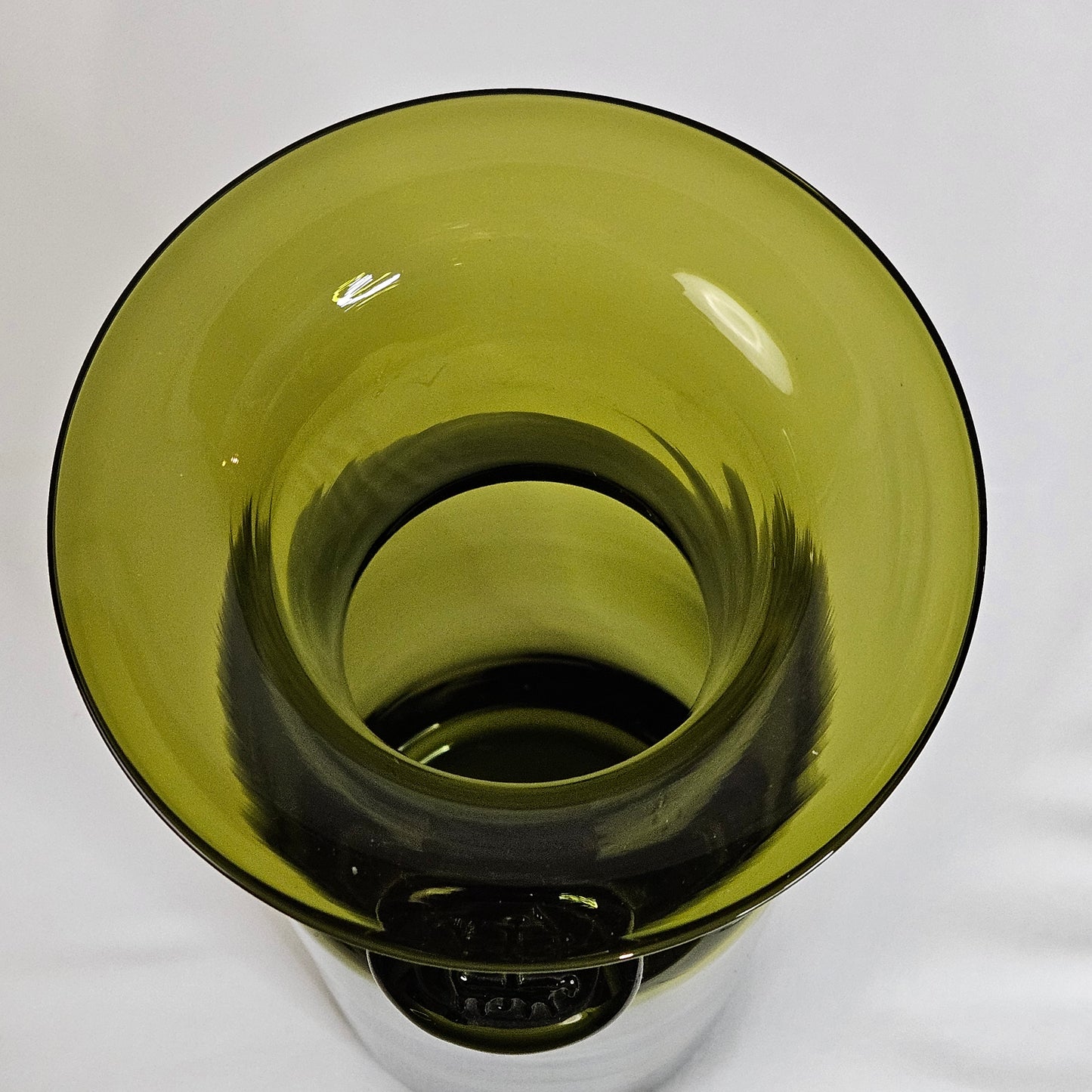 Rare 1950s Tall Green Glass Floor Vase by Jacob E Bang for Holmegaard Denmark