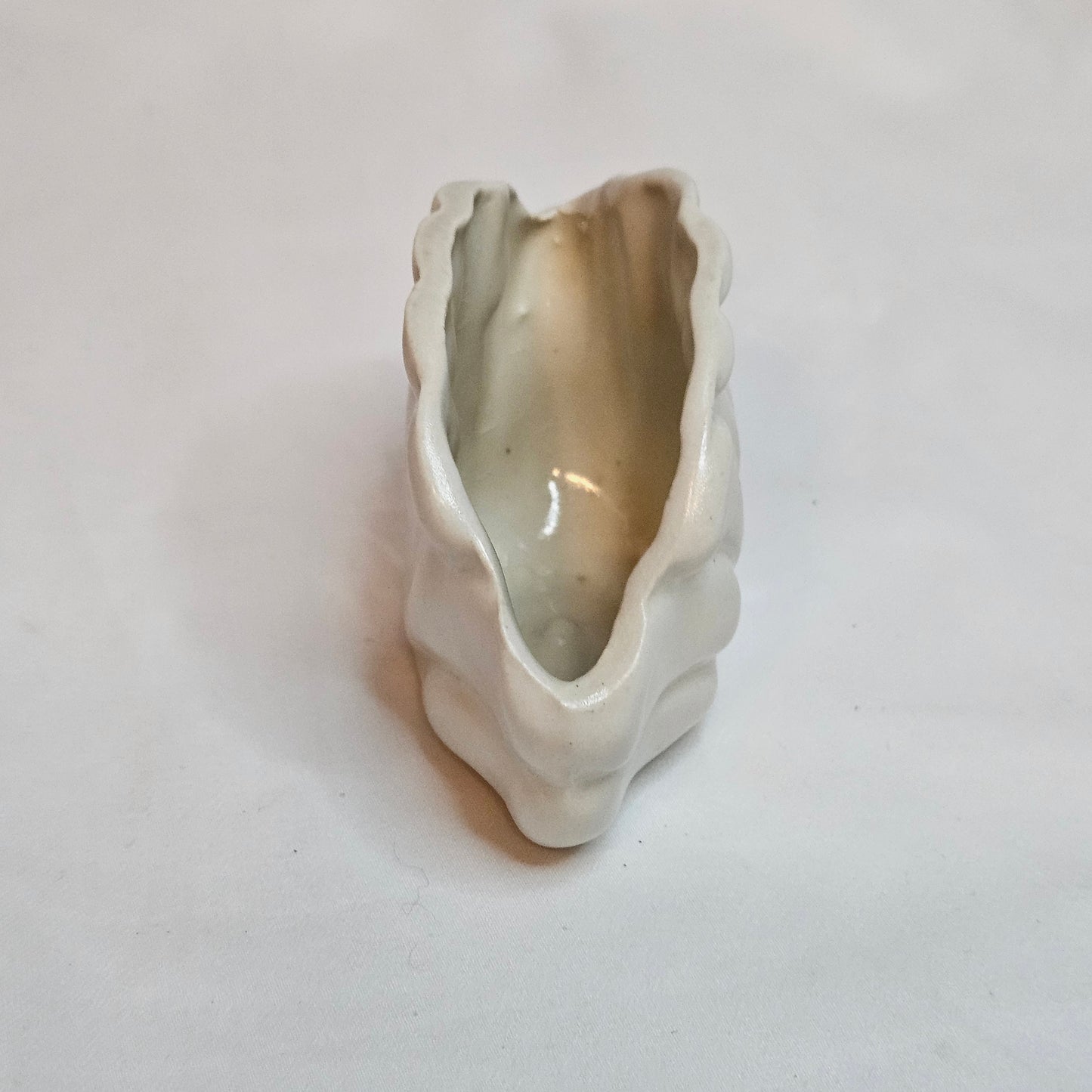 Vintage Niloak Pottery shell vase, ivory