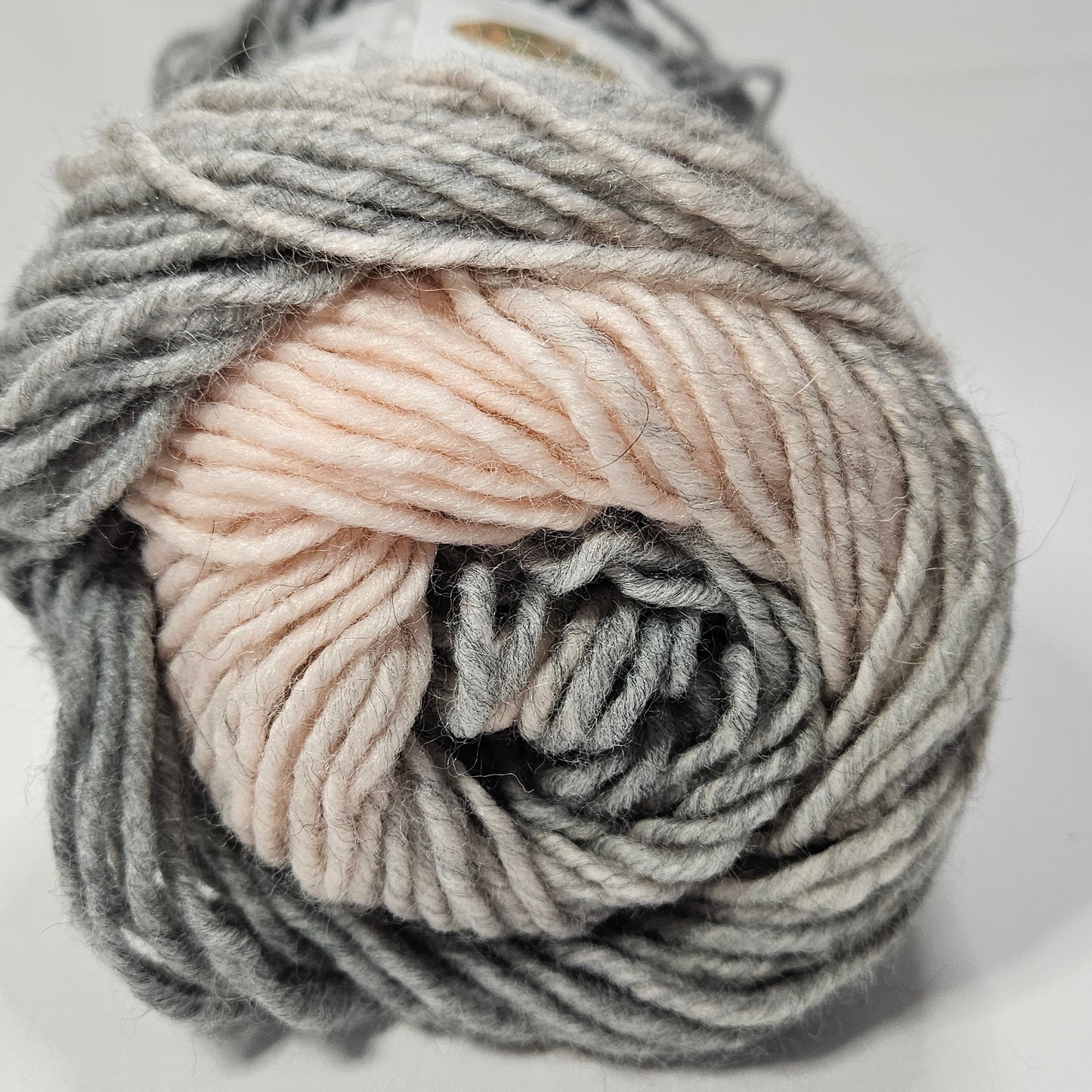 Lion Brand Scarfie yarn, Pink/Silver, 5 bulky