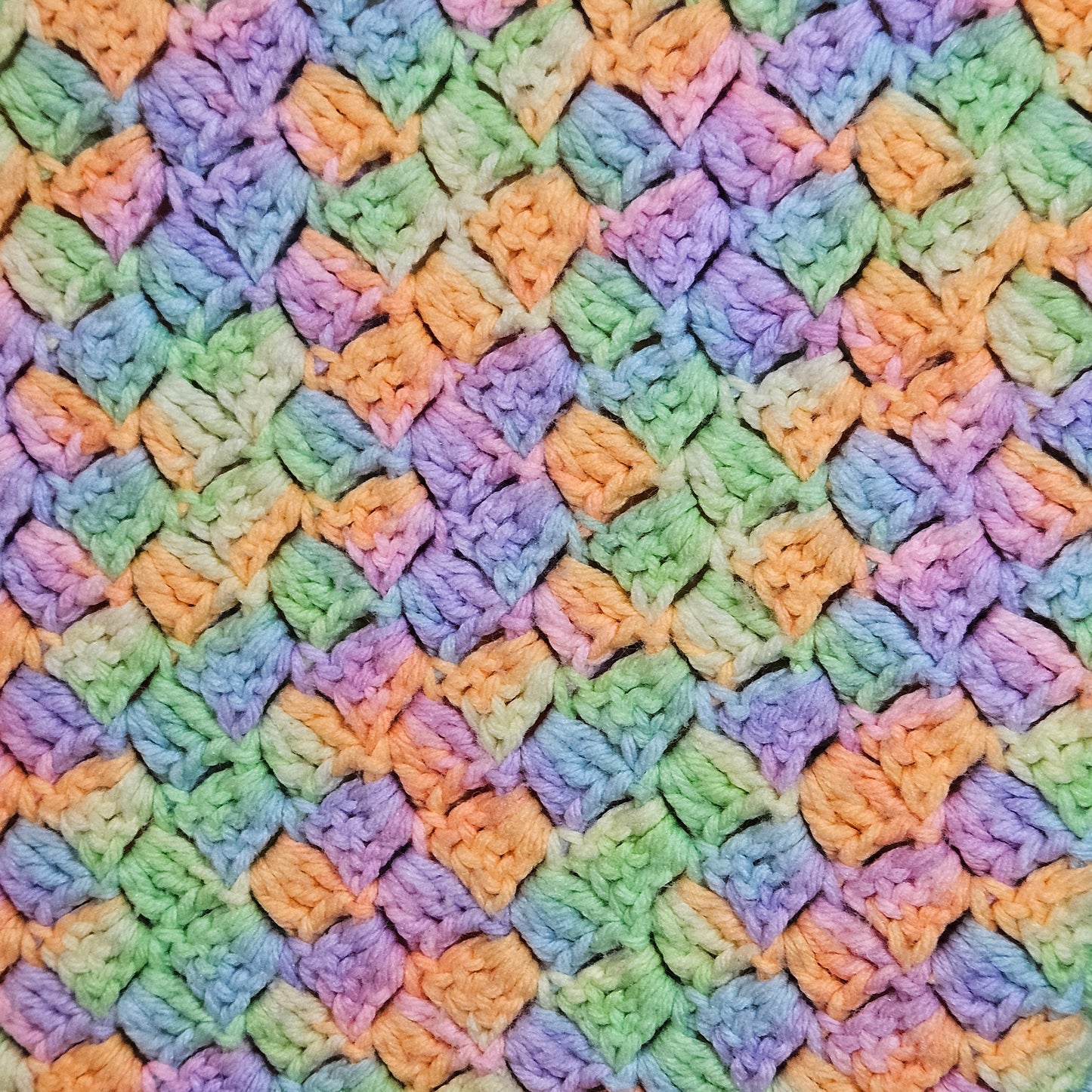 54" x 43" pastel crocheted blanket
