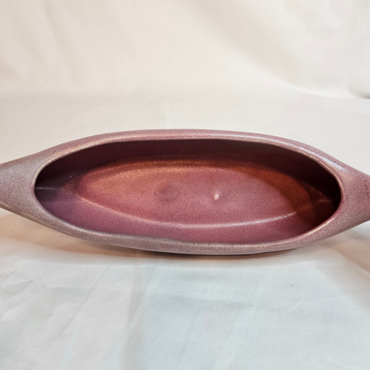 Niloak Pottery vintage Indian Canoe, color Ozark Dawn II, 11 inches long