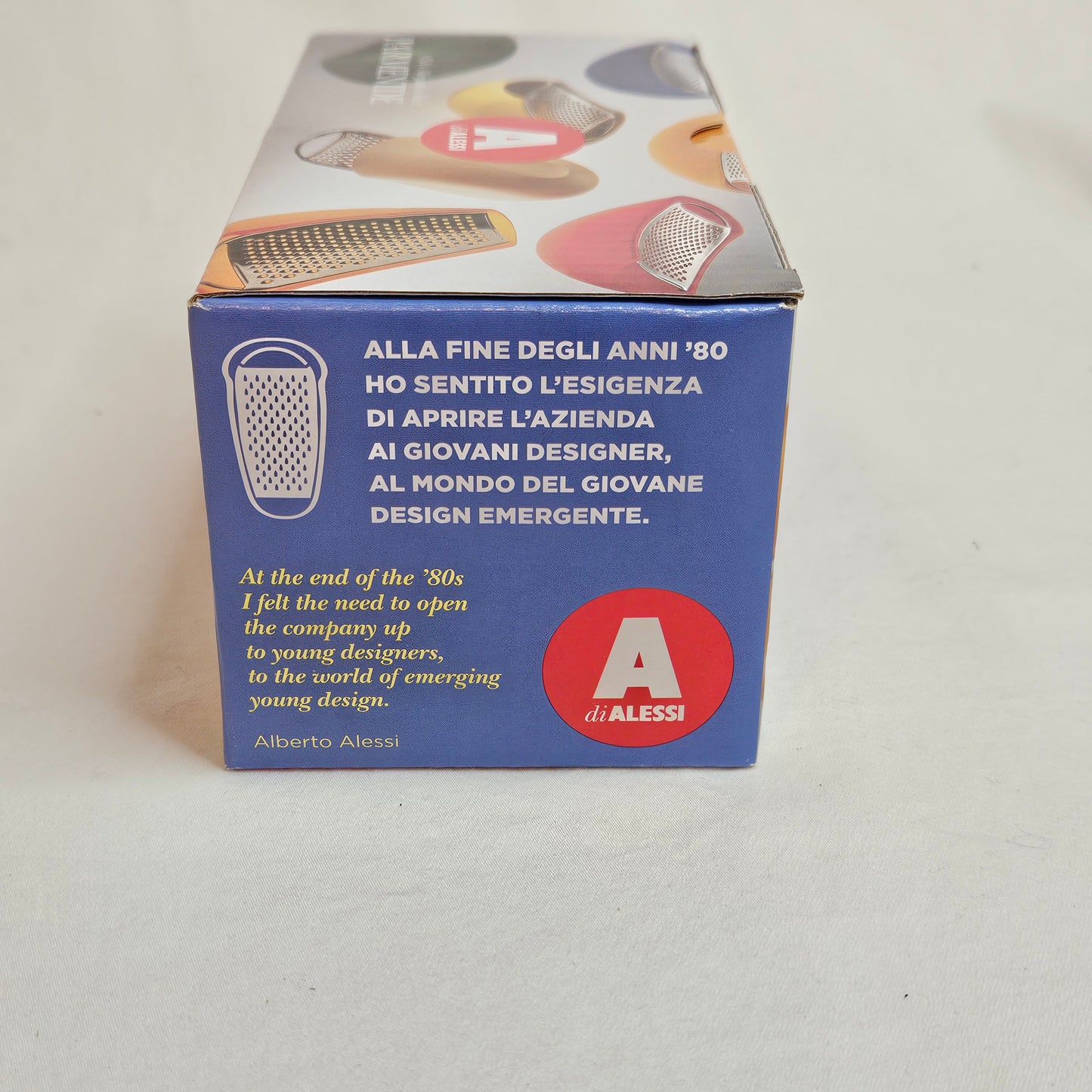 Alessi Parmenide Grater with cheese cellar designed by Alejandro Ruiz